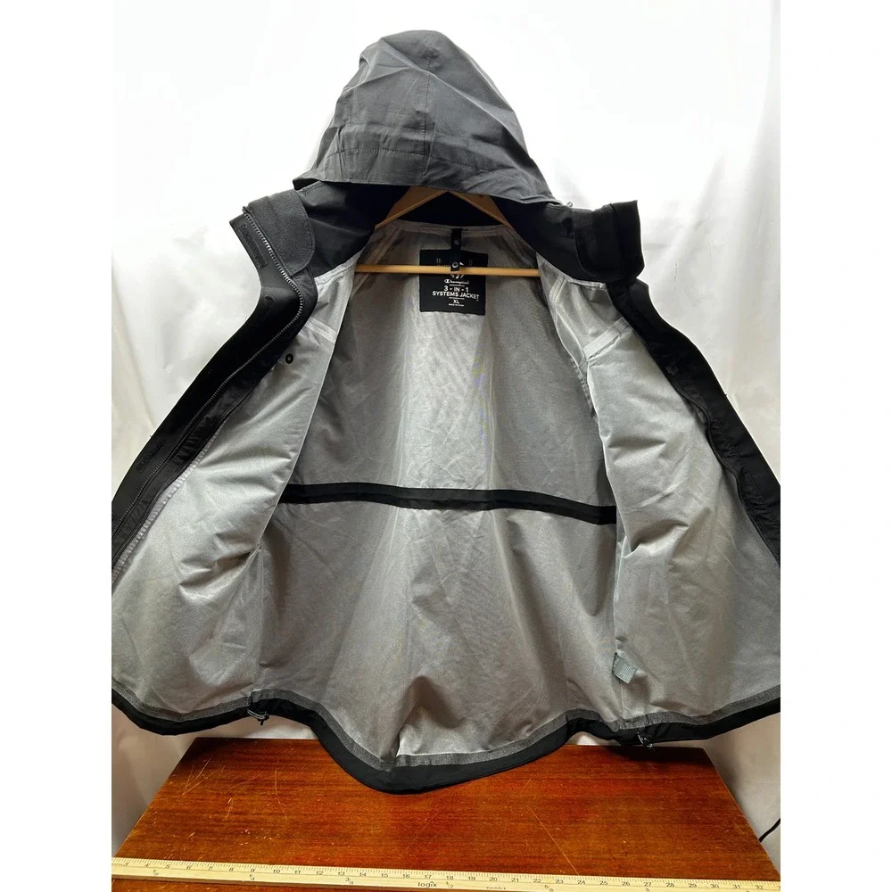 Champion 3-in-1 Systems Jacket Mens XL Black Hooded‎ Utility Coat Workwear Style